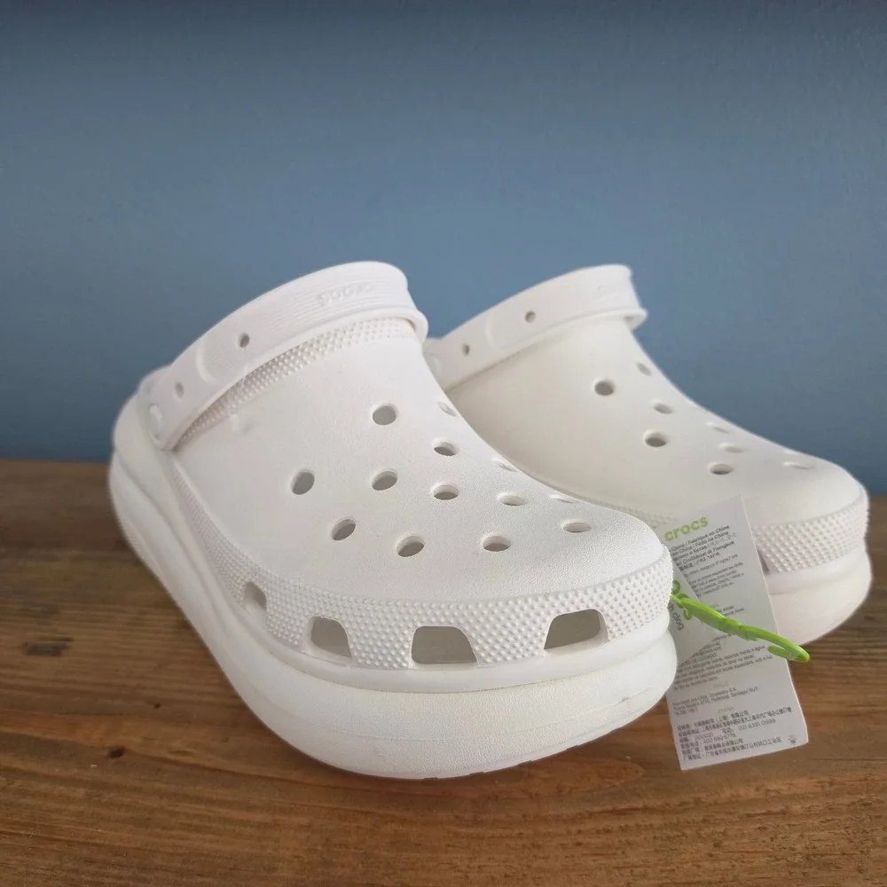 Crocs Mens Classic Crush Clog White Platform Chunky Sandals 207521-100 Size 11